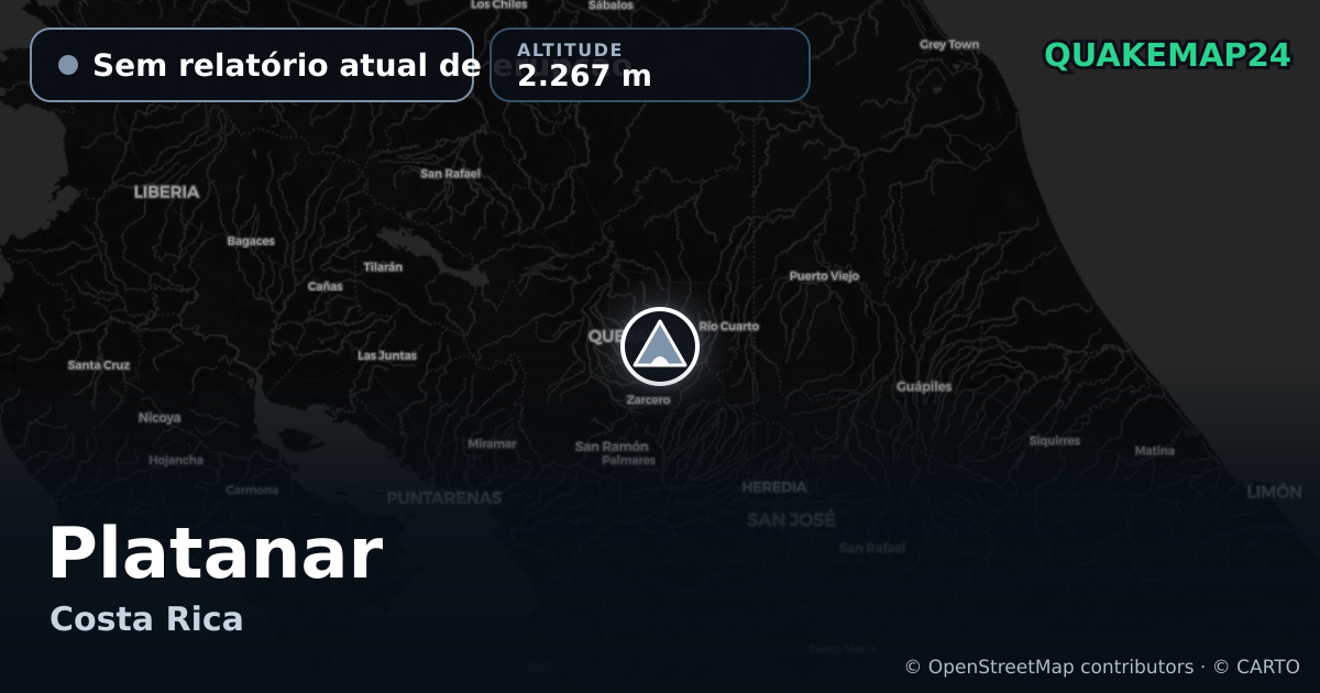 Platanar · Sem relatório atual de erupção · 2.267 m