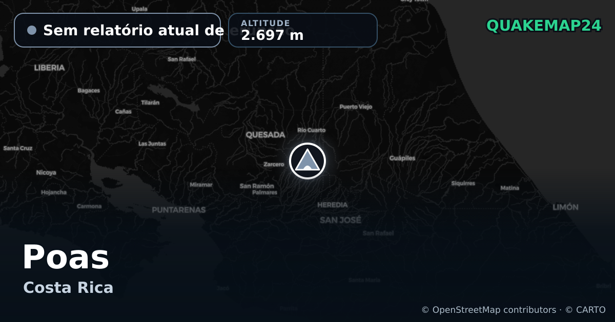 Poas · Sem relatório atual de erupção · 2.697 m