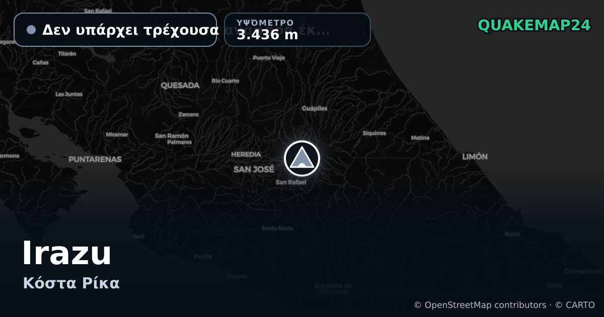 Irazu · Δεν υπάρχει τρέχουσα αναφορά έκρηξης · 3.436 m