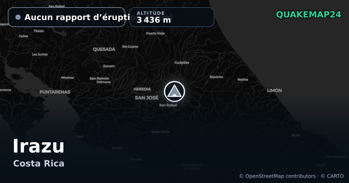 Irazu · Aucun rapport d’éruption actuel · 3 436 m