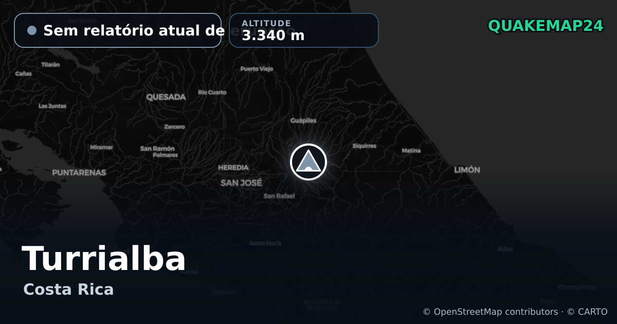 Turrialba · Sem relatório atual de erupção · 3.340 m