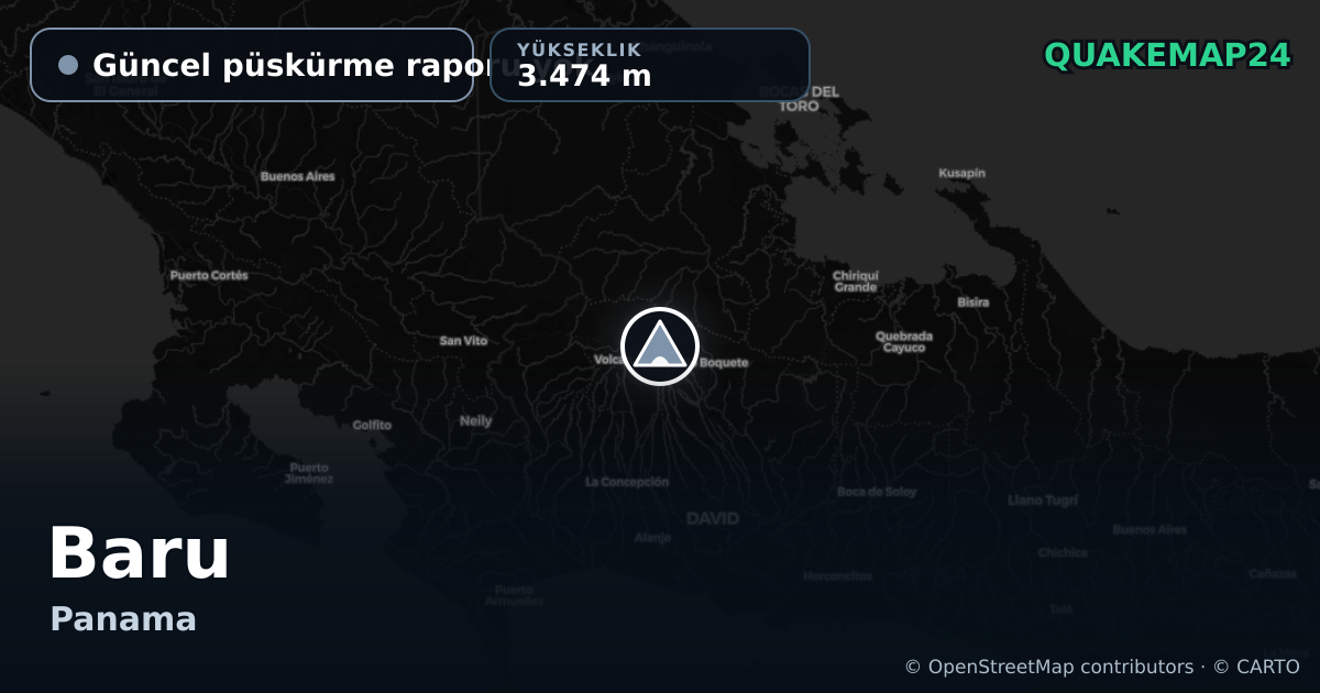 Baru · Güncel püskürme raporu yok · 3.474 m