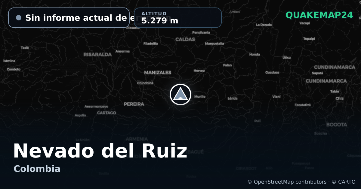 Nevado del Ruiz · Sin informe actual de erupción · 5.279 m