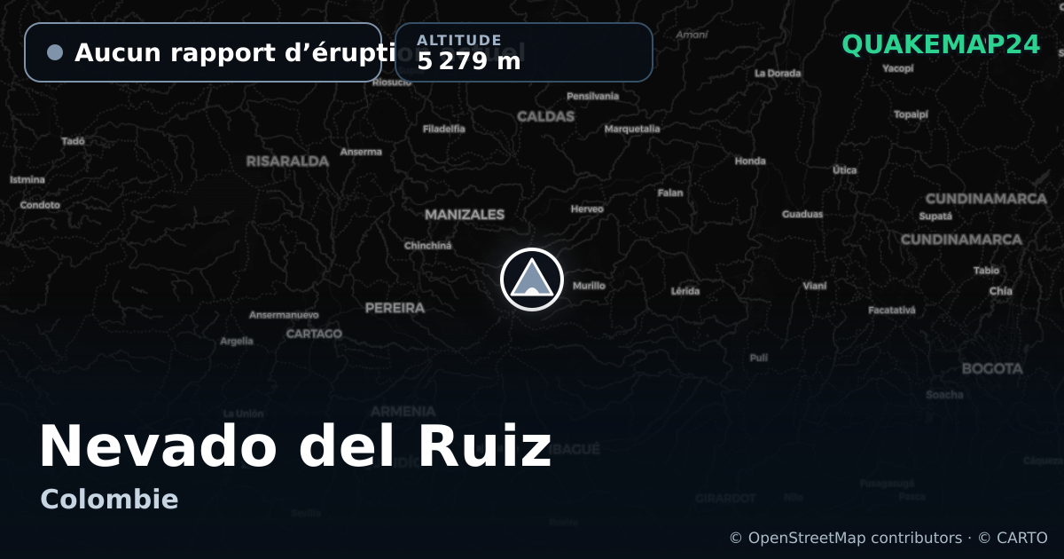 Nevado del Ruiz · Aucun rapport d’éruption actuel · 5 279 m