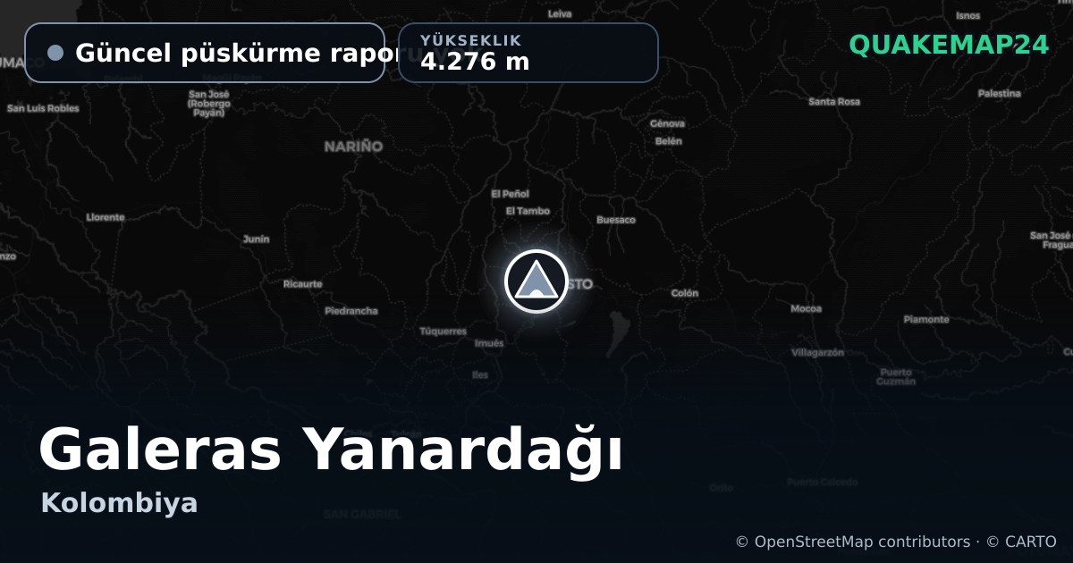 Galeras Yanardağı · Güncel püskürme raporu yok · 4.276 m