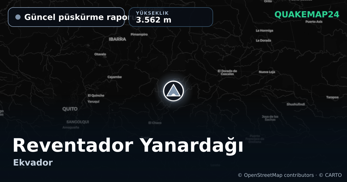 Reventador Yanardağı · Güncel püskürme raporu yok · 3.562 m