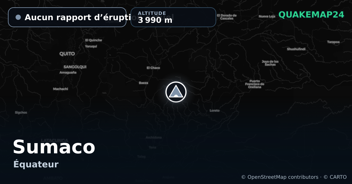 Sumaco · Aucun rapport d’éruption actuel · 3 990 m