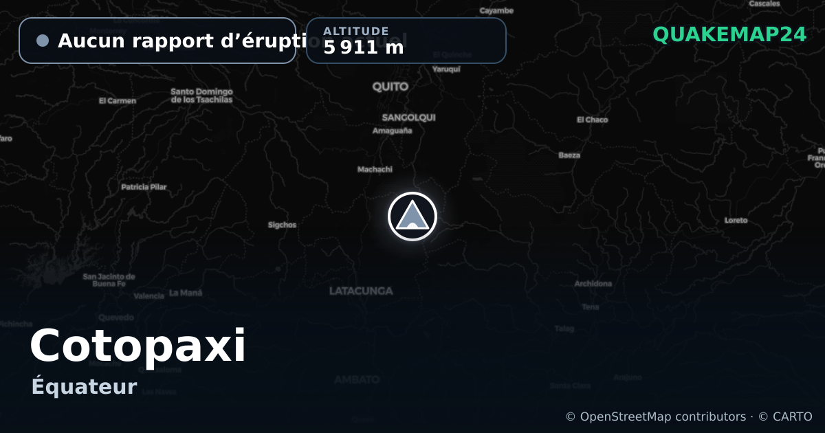 Cotopaxi · Aucun rapport d’éruption actuel · 5 911 m