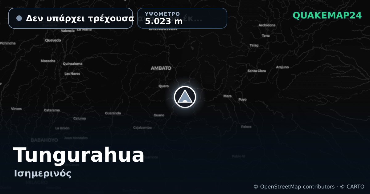 Tungurahua · Δεν υπάρχει τρέχουσα αναφορά έκρηξης · 5.023 m