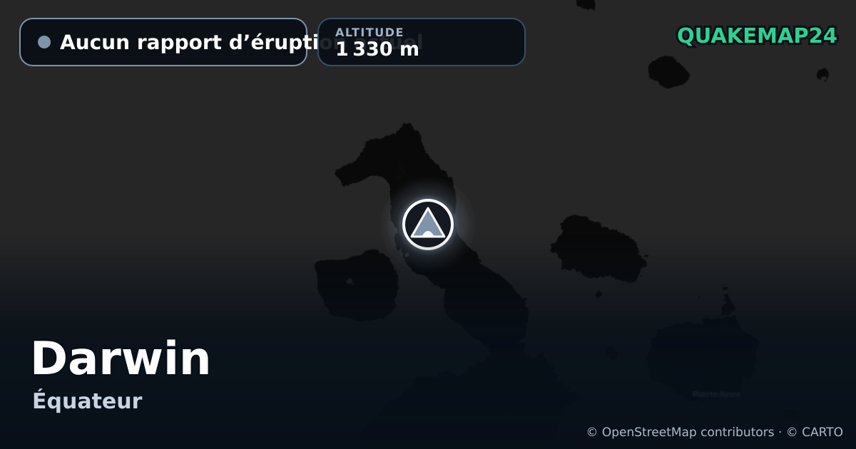 Darwin · Aucun rapport d’éruption actuel · 1 330 m