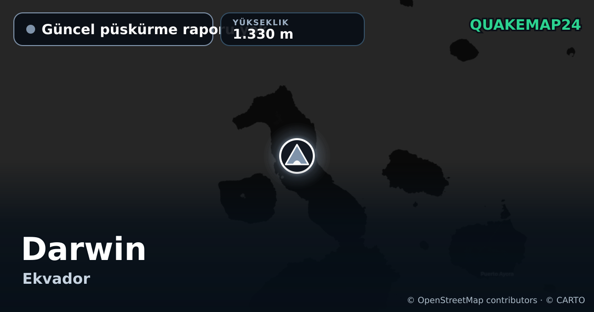 Darwin · Güncel püskürme raporu yok · 1.330 m