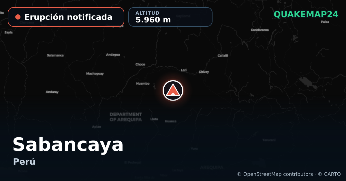 Sabancaya · Erupción notificada · 5.960 m