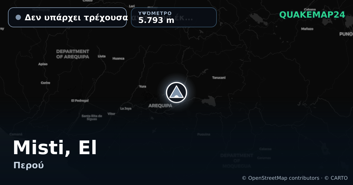 Misti, El · Δεν υπάρχει τρέχουσα αναφορά έκρηξης · 5.793 m