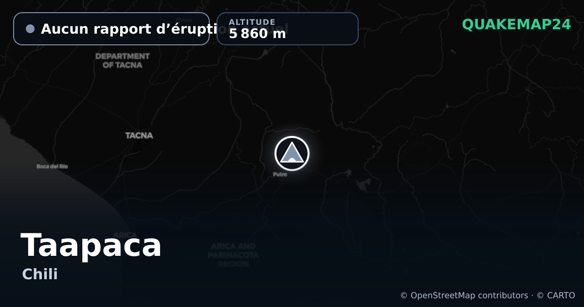 Taapaca · Aucun rapport d’éruption actuel · 5 860 m