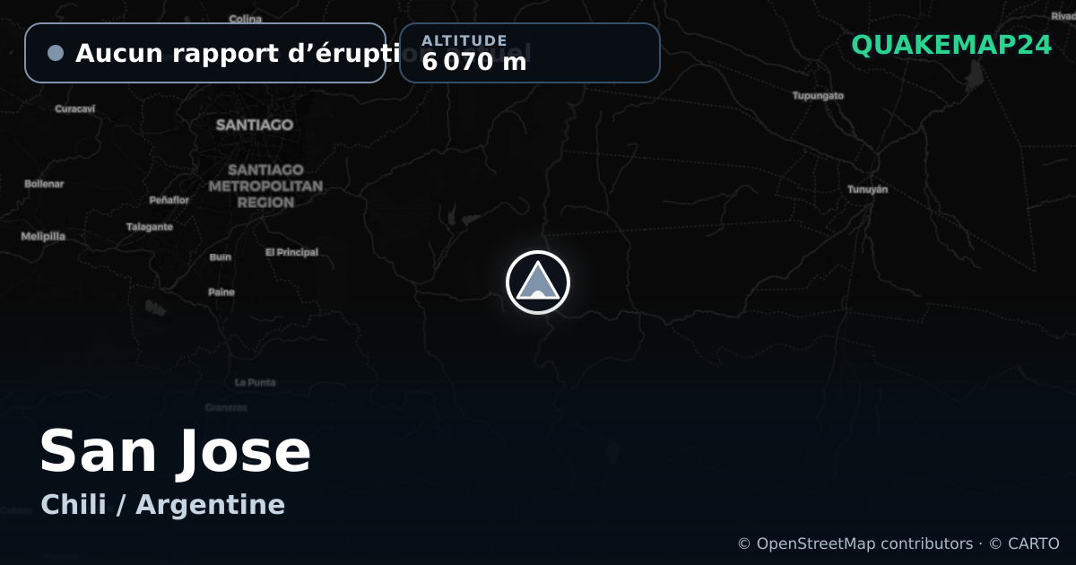 San Jose · Aucun rapport d’éruption actuel · 6 070 m