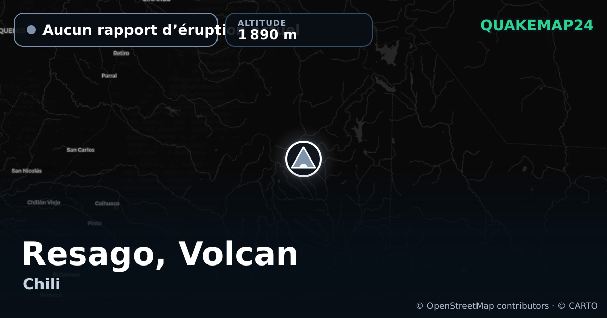 Resago, Volcan · Aucun rapport d’éruption actuel · 1 890 m