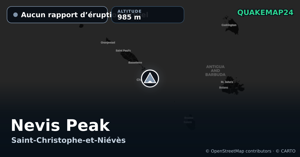 Nevis Peak · Aucun rapport d’éruption actuel · 985 m