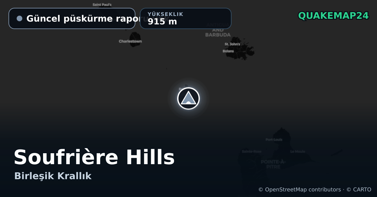 Soufrière Hills · Güncel püskürme raporu yok · 915 m