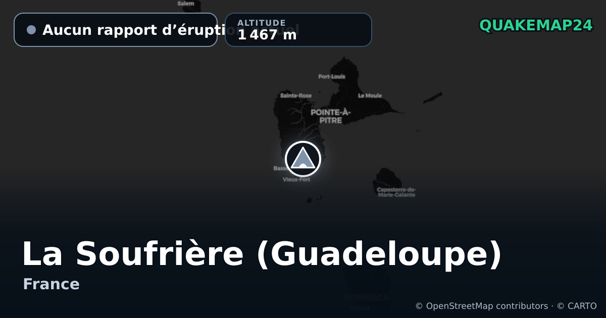 La Soufrière (Guadeloupe) · Aucun rapport d’éruption actuel · 1 467 m