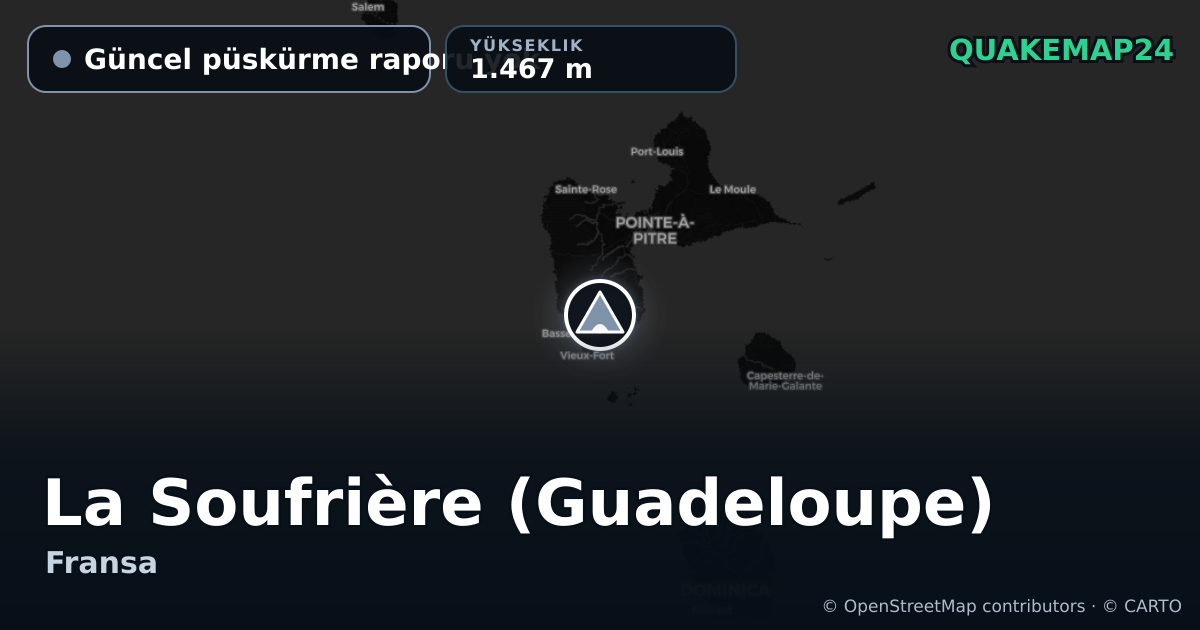 La Soufrière (Guadeloupe) · Güncel püskürme raporu yok · 1.467 m