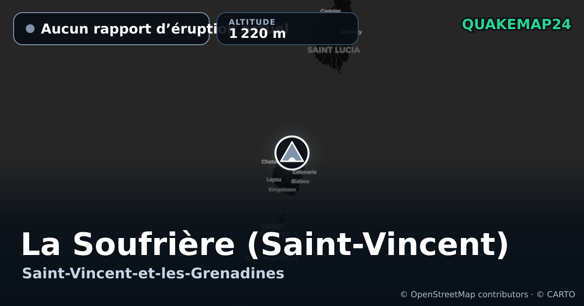 La Soufrière (Saint-Vincent) · Aucun rapport d’éruption actuel · 1 220 m