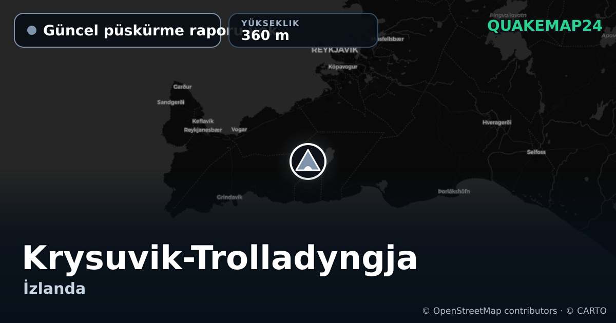 Krysuvik-Trolladyngja · Güncel püskürme raporu yok · 360 m