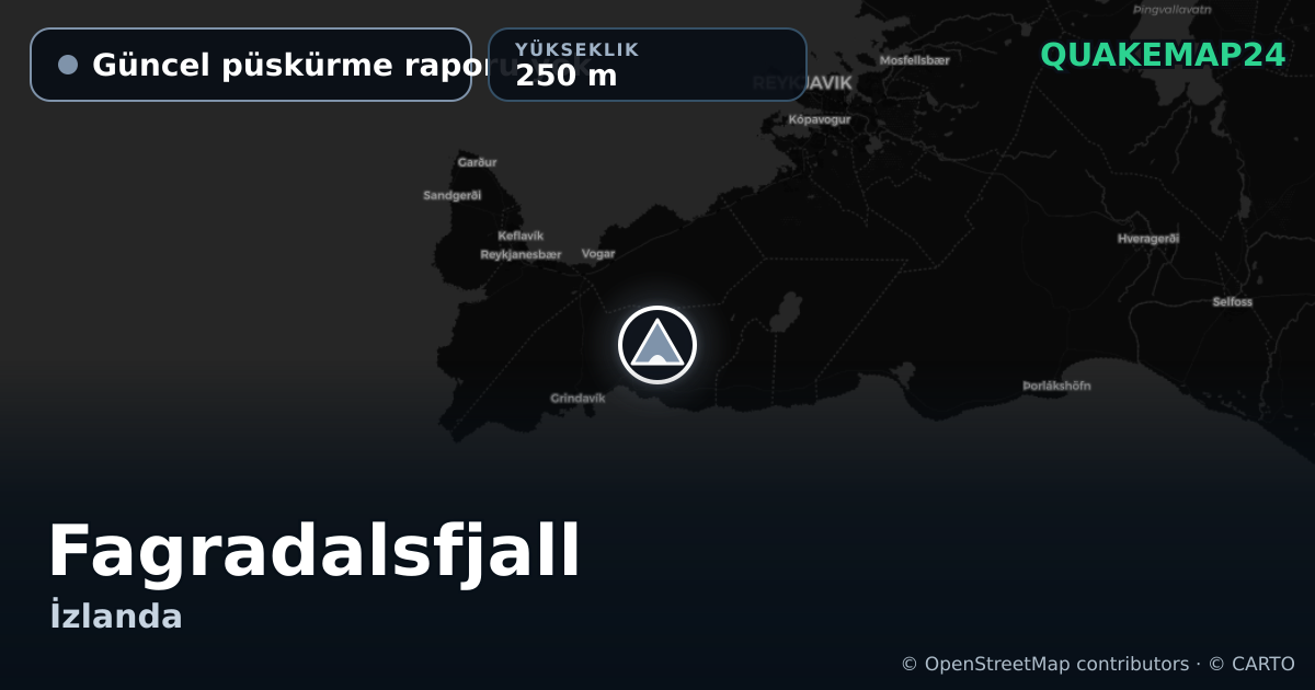 Fagradalsfjall · Güncel püskürme raporu yok · 250 m