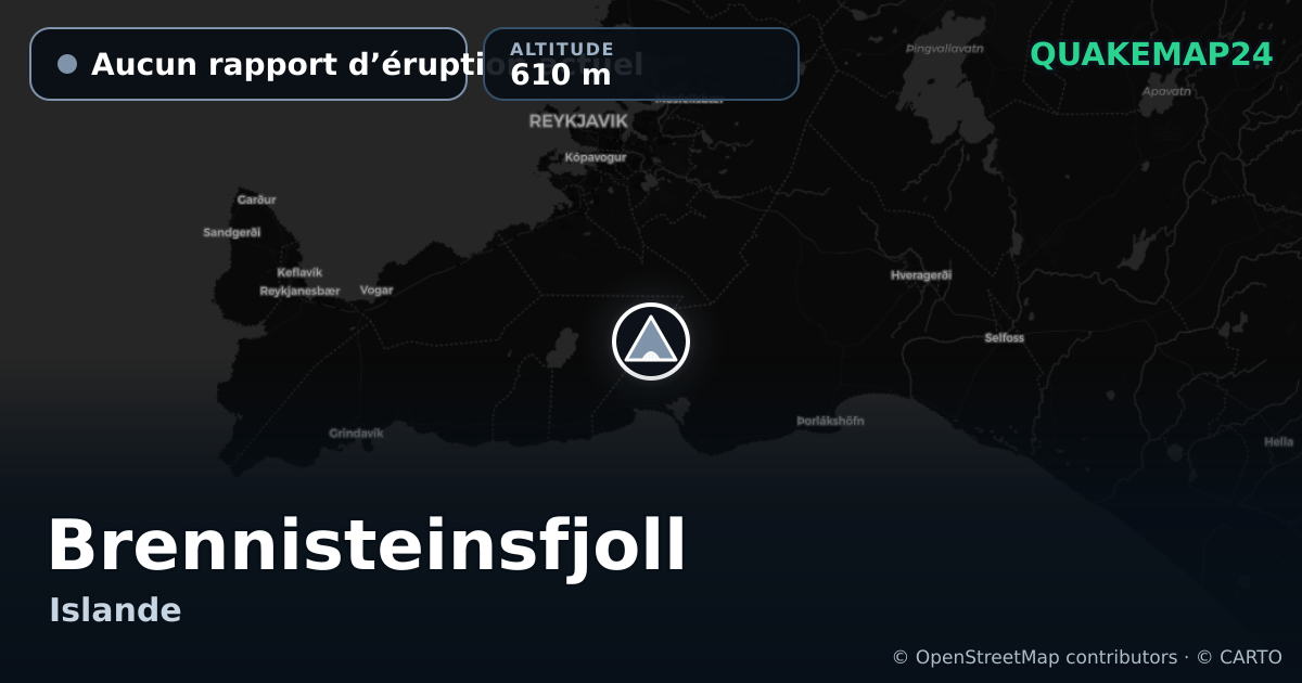 Brennisteinsfjoll · Aucun rapport d’éruption actuel · 610 m