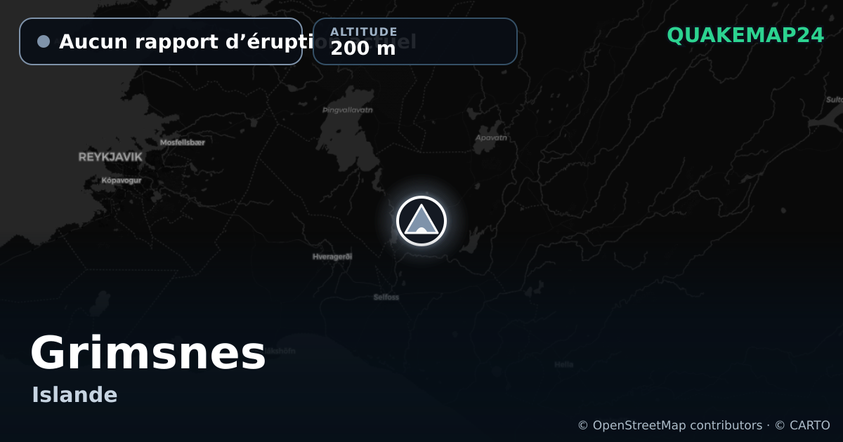 Grimsnes · Aucun rapport d’éruption actuel · 200 m