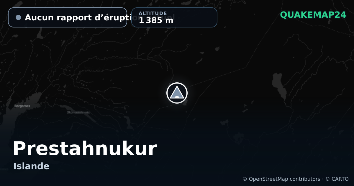Prestahnukur · Aucun rapport d’éruption actuel · 1 385 m