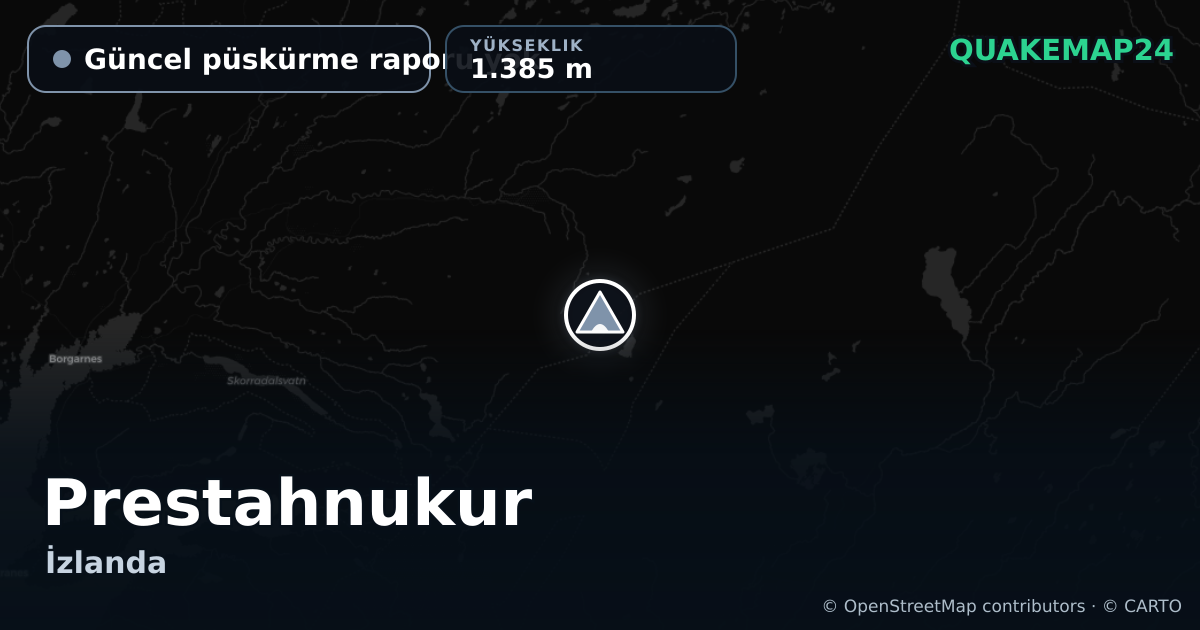 Prestahnukur · Güncel püskürme raporu yok · 1.385 m