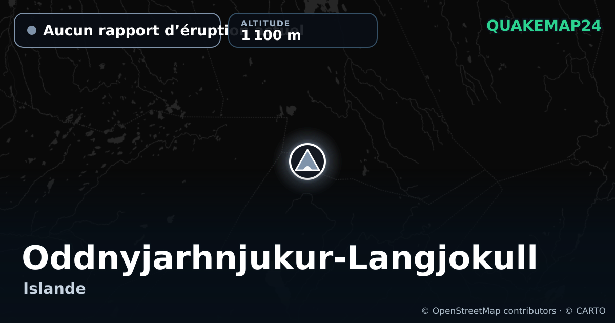 Oddnyjarhnjukur-Langjokull · Aucun rapport d’éruption actuel · 1 100 m