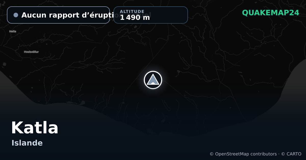 Katla · Aucun rapport d’éruption actuel · 1 490 m