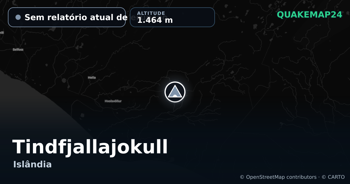 Tindfjallajokull · Sem relatório atual de erupção · 1.464 m