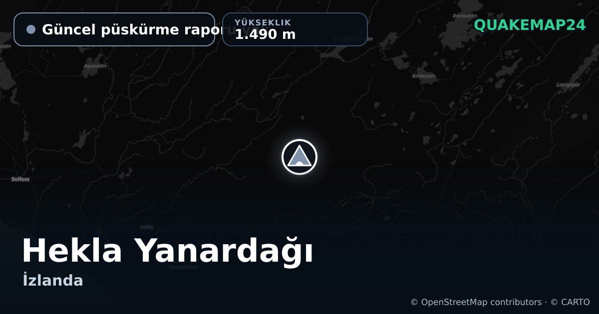 Hekla Yanardağı · Güncel püskürme raporu yok · 1.490 m
