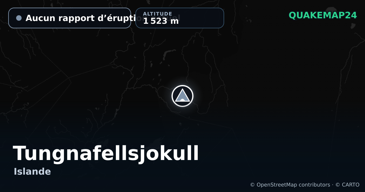 Tungnafellsjokull · Aucun rapport d’éruption actuel · 1 523 m