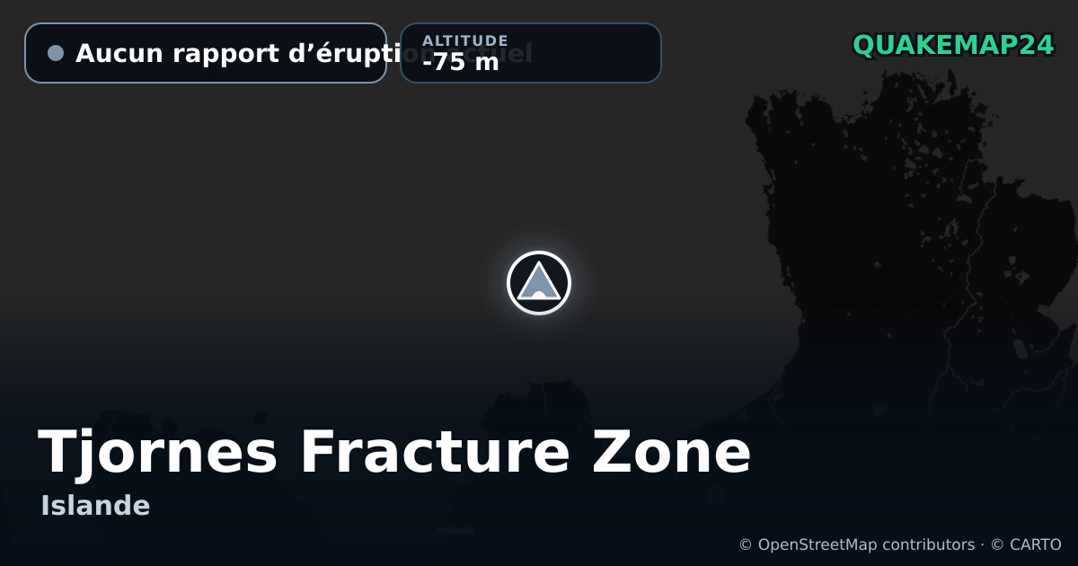 Tjornes Fracture Zone · Aucun rapport d’éruption actuel · -75 m