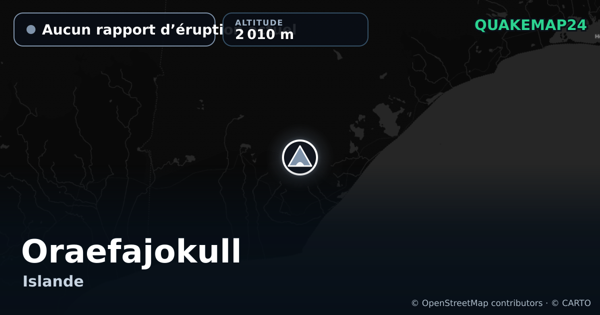 Oraefajokull · Aucun rapport d’éruption actuel · 2 010 m