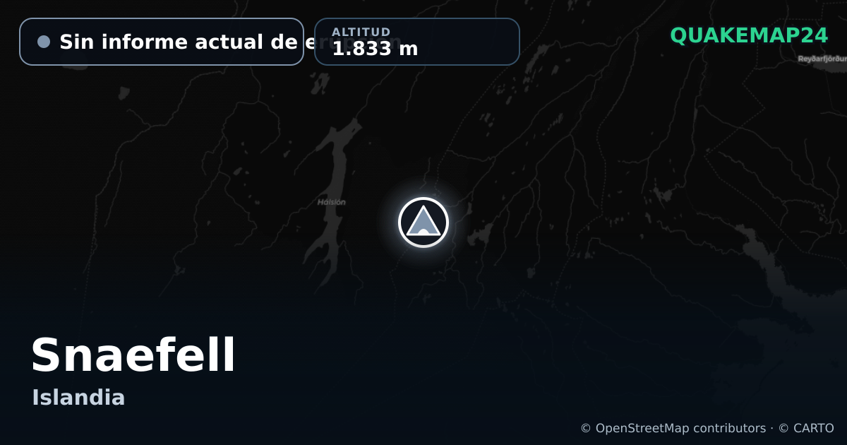 Snaefell · Sin informe actual de erupción · 1.833 m