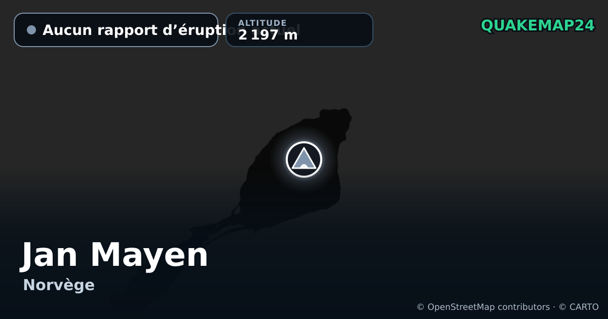 Jan Mayen · Aucun rapport d’éruption actuel · 2 197 m