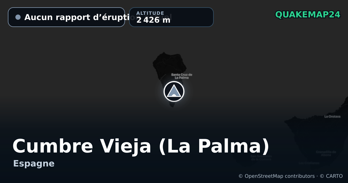 Cumbre Vieja (La Palma) · Aucun rapport d’éruption actuel · 2 426 m