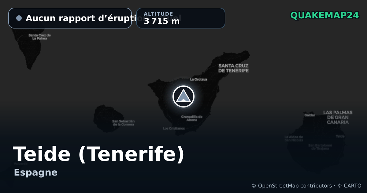 Teide (Tenerife) · Aucun rapport d’éruption actuel · 3 715 m