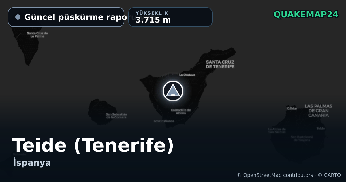 Teide (Tenerife) · Güncel püskürme raporu yok · 3.715 m