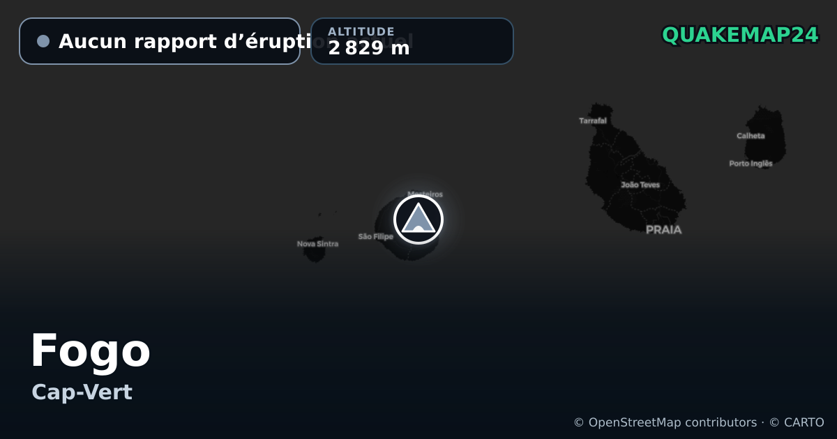 Fogo · Aucun rapport d’éruption actuel · 2 829 m