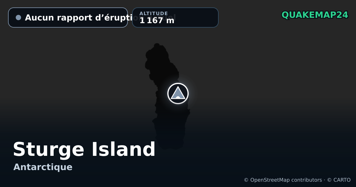 Sturge Island · Aucun rapport d’éruption actuel · 1 167 m