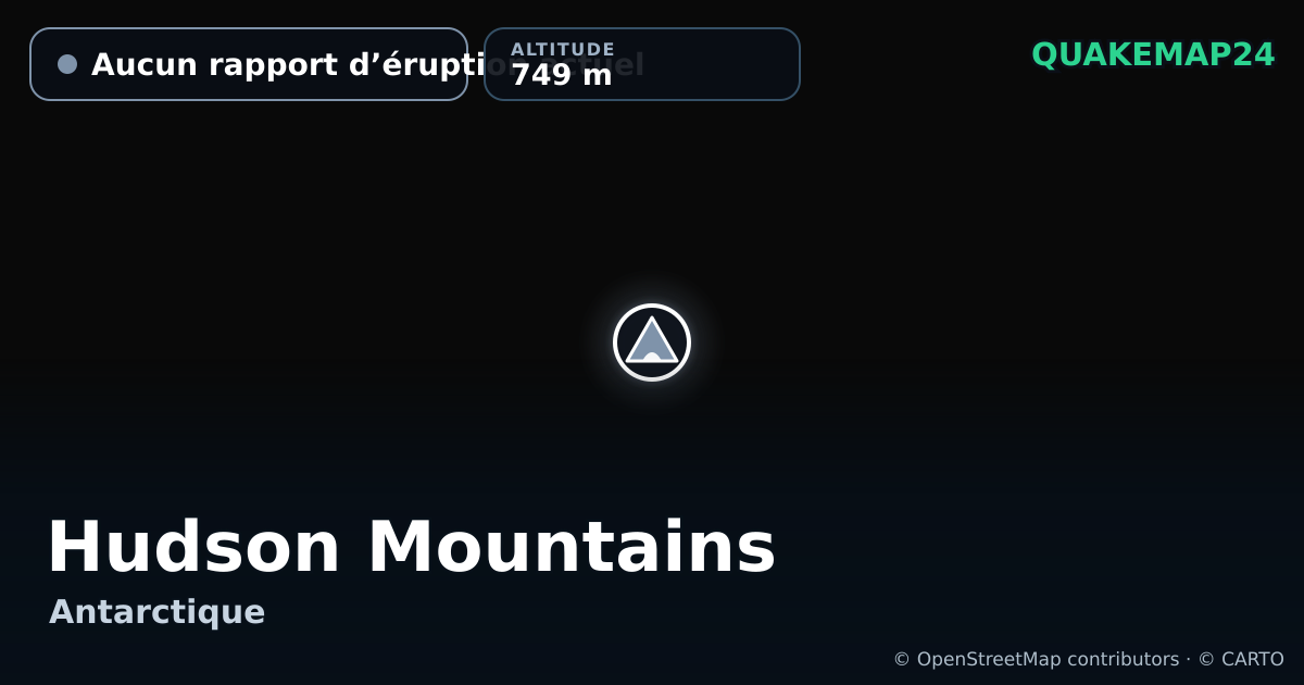 Hudson Mountains · Aucun rapport d’éruption actuel · 749 m
