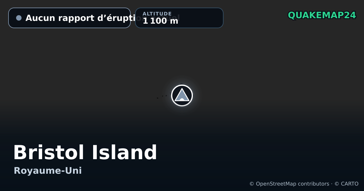 Bristol Island · Aucun rapport d’éruption actuel · 1 100 m